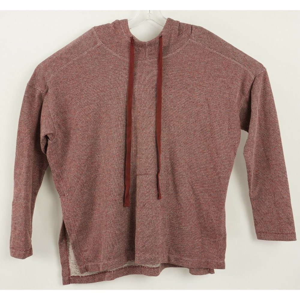New Max Studio High Low Tunic Hoodie Women's‎ Size L Red Funnel Neck Side Slit